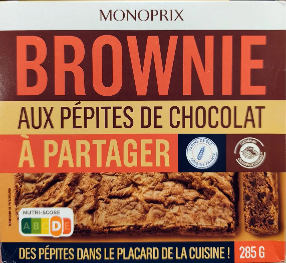 Brownie aux pépites de chocolat à partager