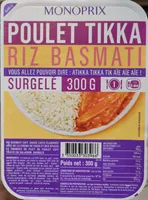 Poulet Tikka, Riz Basmati,Surgelés