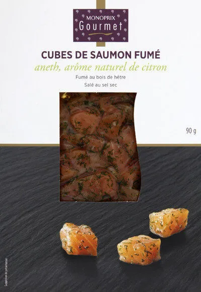 Cubes de saumon fumé aneth, arôme naturel de citron