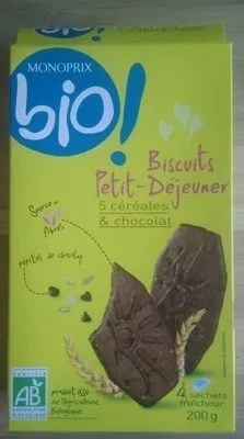 Biscuits petit dejeuner 5 céréales et chocolat