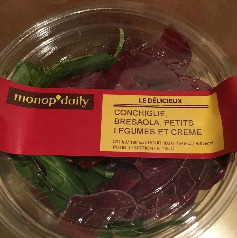 Conchiglie, Bresaola, Petits Legumes et creme