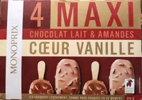 Bâtonnets maxi chocolat au lait & amandes coeur vanille