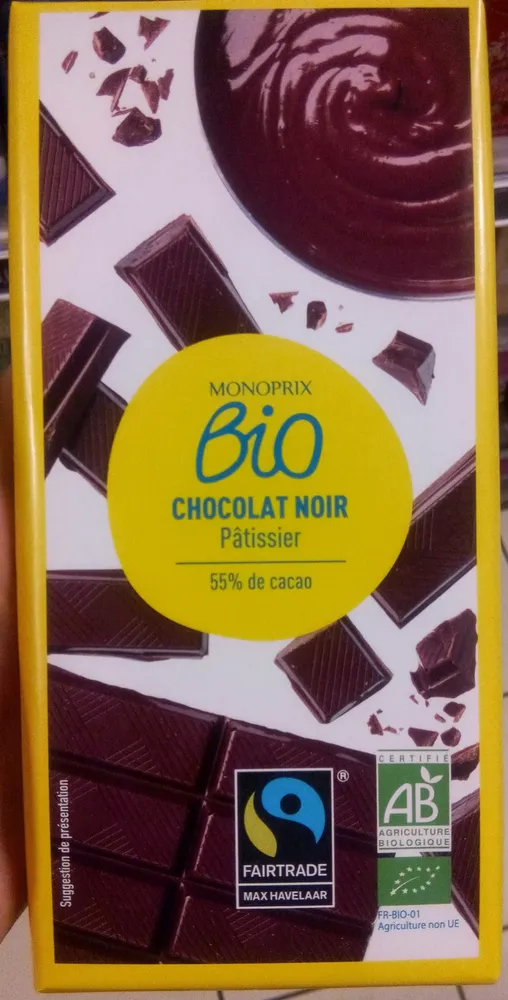 Chocolat noir pâtissier 55% de cacao