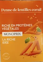 Penne de lentilles corail