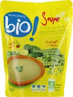 Soupe petits pois & légumes verts bio