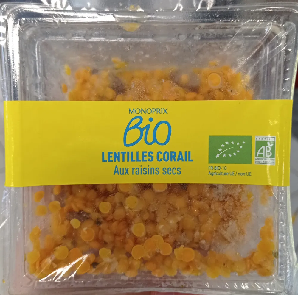 Lentilles corail aux raisins secs
