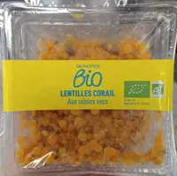 Lentilles corail aux raisins secs