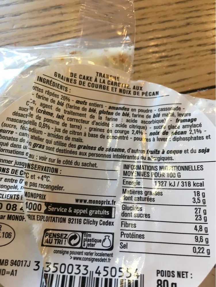 Tranche de Cake à la Carotte