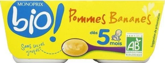 Compote pommes bananes sans sucres ajoutés