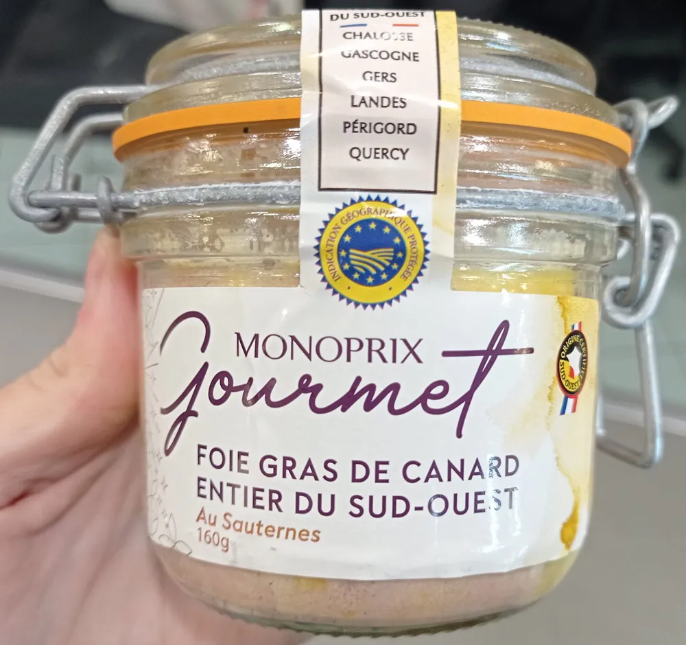 Foie gras de canard entier du Sud-Ouest au sauternes IGP