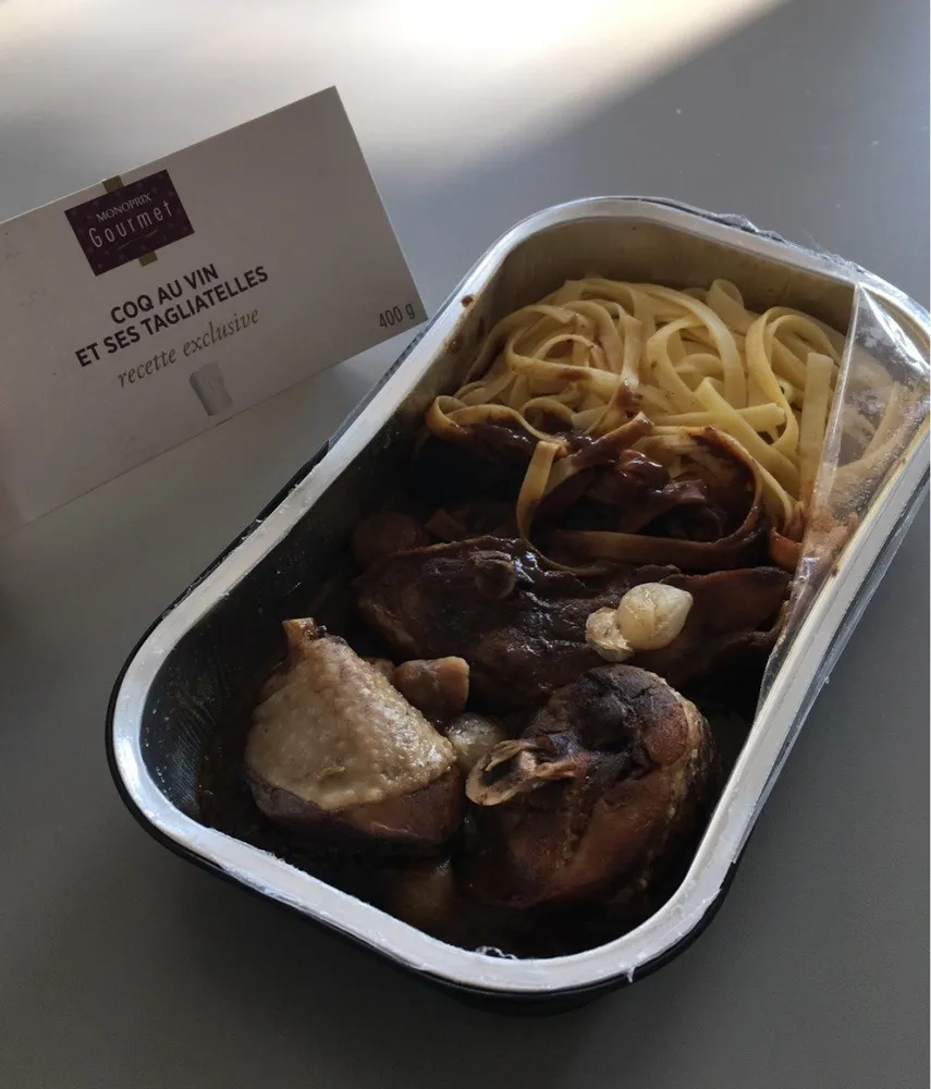 Coq au vin et ses tagliatelles