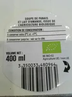 Soupe de panais et lait d'amande bio