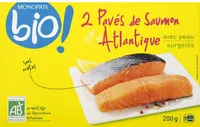 Pavés de saumon Atlantique bio, avec peau, surgelés