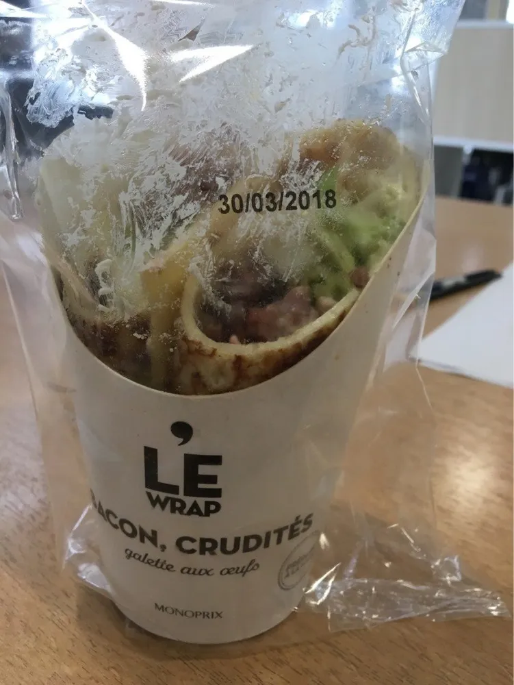 Le wrap Bacon, crudités