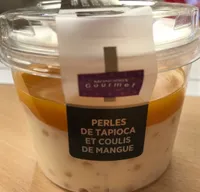 Perles de tapioca et coulis de mangue