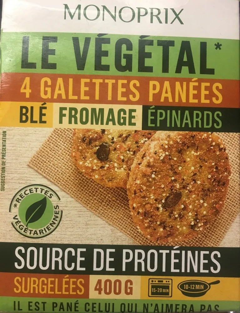 4 Galettes Panées Blé, Fromage, Épinards