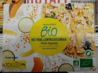 Riz Thaï, lentilles corail, petits légumes et sauces tandoori