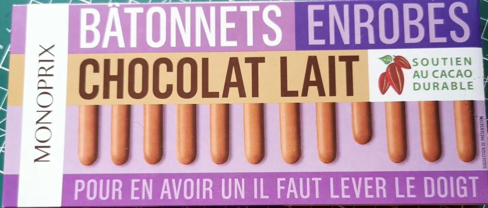 Batonnets enrobés Chocolat Lait