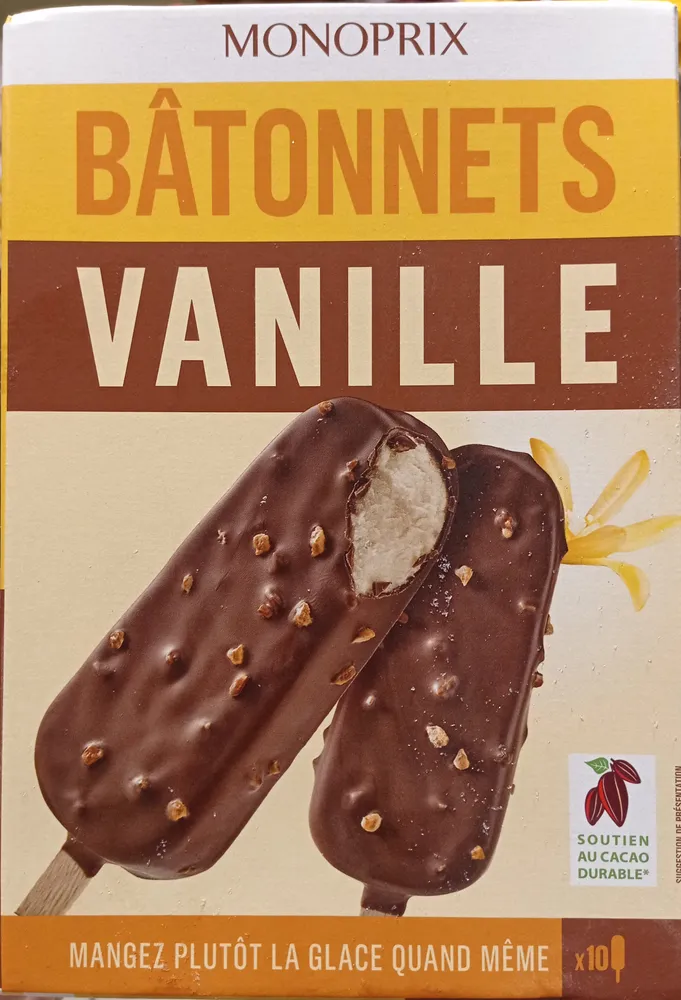 Glaces Bâtonnets vanille