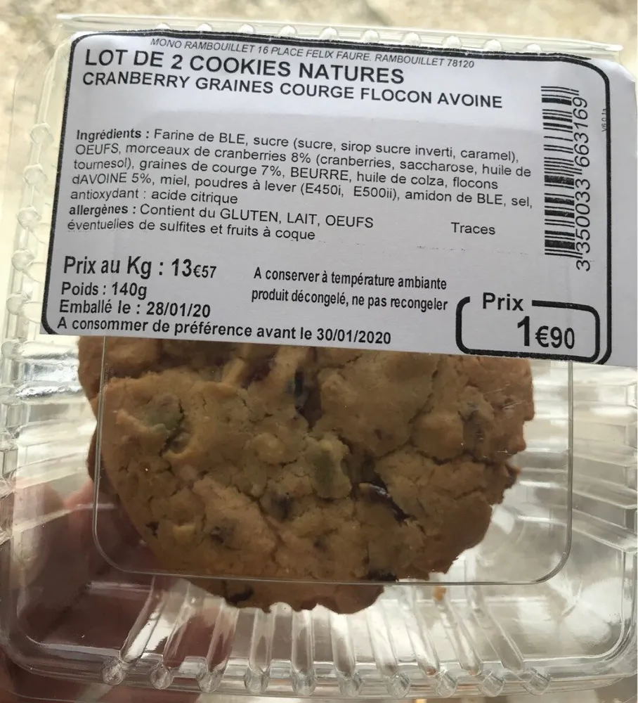 Cookies cranberry et graines de courges