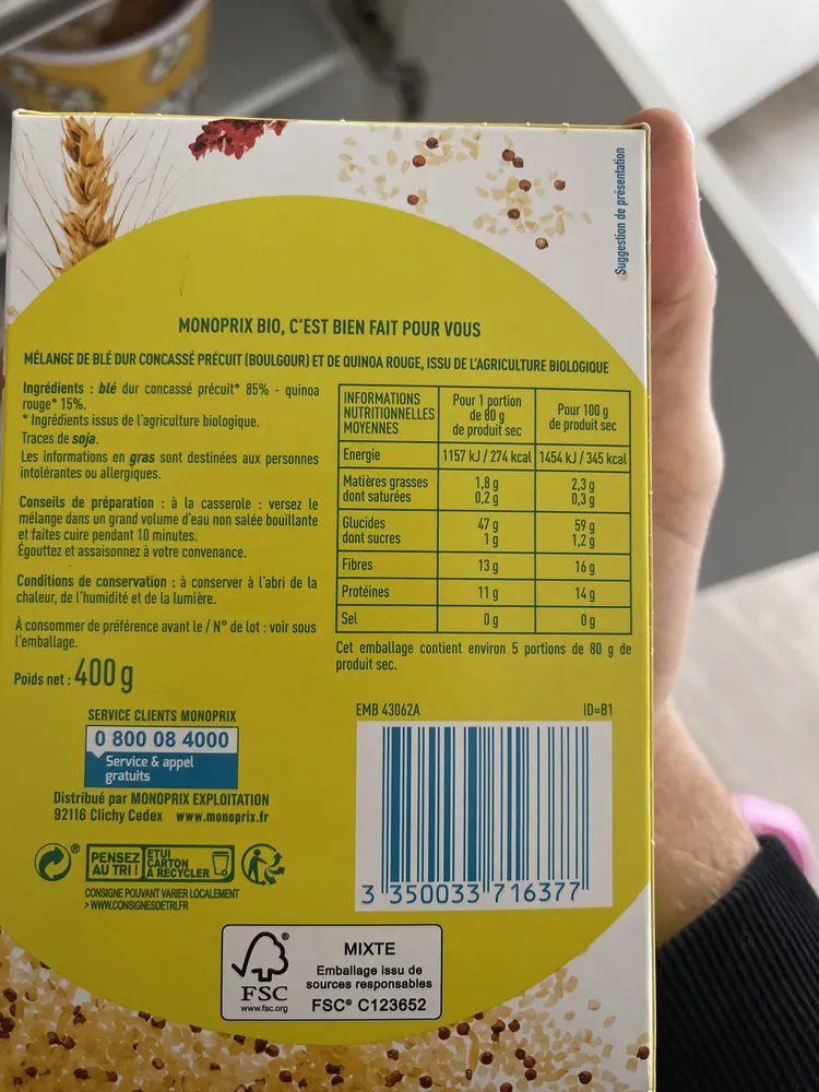 Mélange boulgour et quinoa rouge