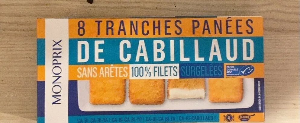 8 tranches panees de cabillaud