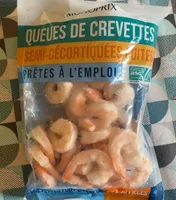 Queues de crevettes semi-décortiquées cuites