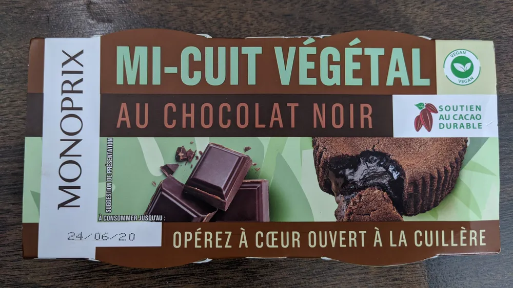 Mi-cuit végétal au chocolat noir