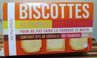 Biscottes au froment dorées à point
