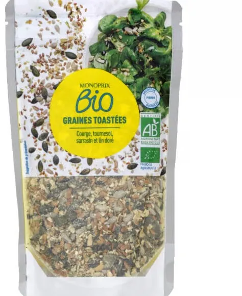 Graines toastées courge, tournesol, sarrasin et lin doré bio