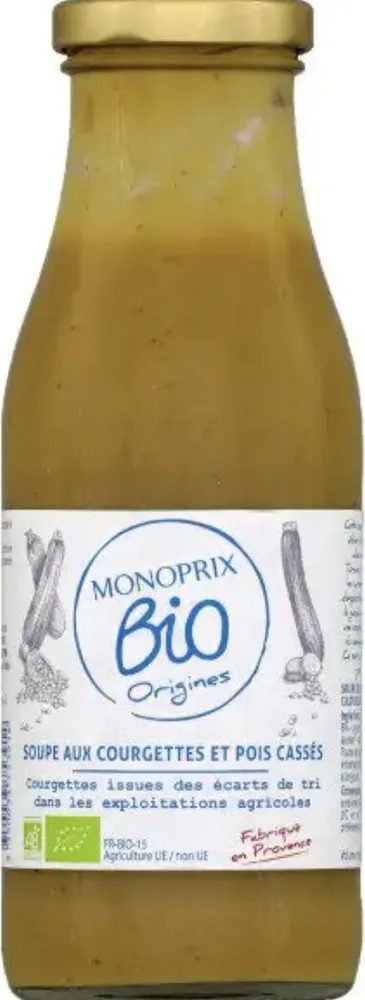 Soupe aux courgettes et pois cassés
