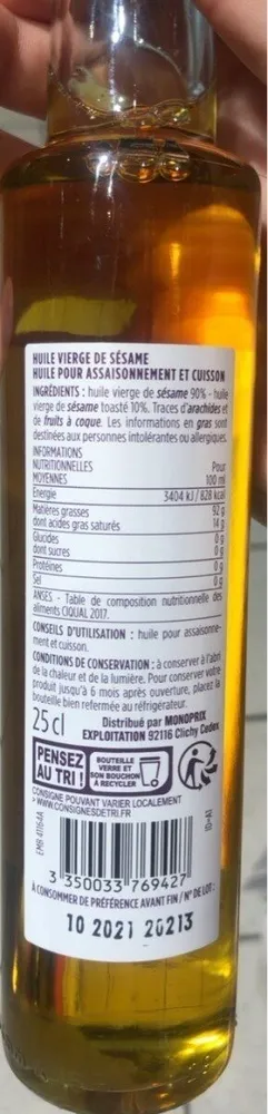 Huile vierge de sesame
