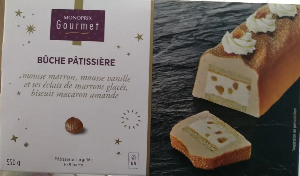 Bûche pâtissière mousse marron mousse vanille