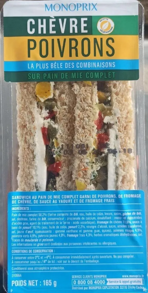 Sandwich Chèvre Poivrons