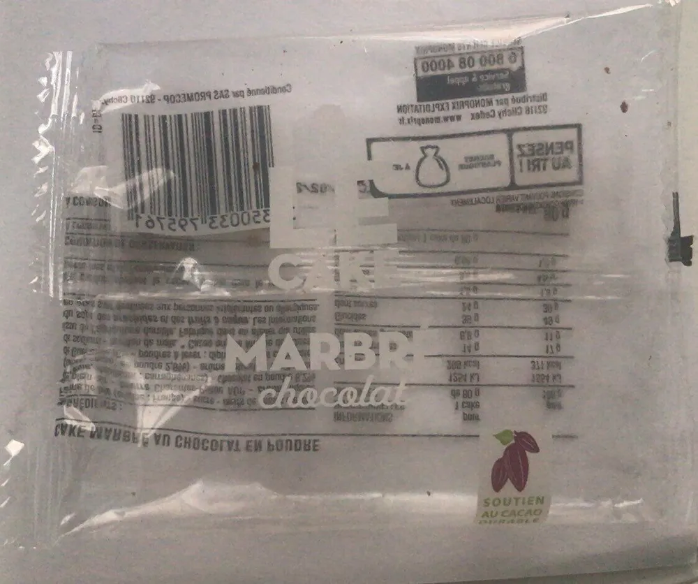 Le cake marbré chocolat