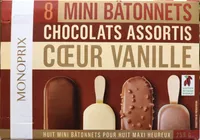 Mini bâtonnets chocolat coeur vanille assortis