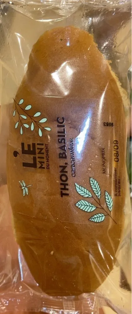 Sandwich garni de thon listao au naturel, concombre et basilic