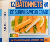 12 batonnets de surimi saveur crabe