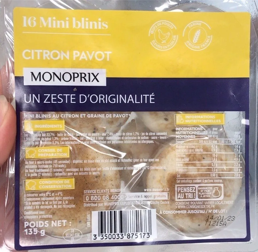 16 mini blinis citron pavot