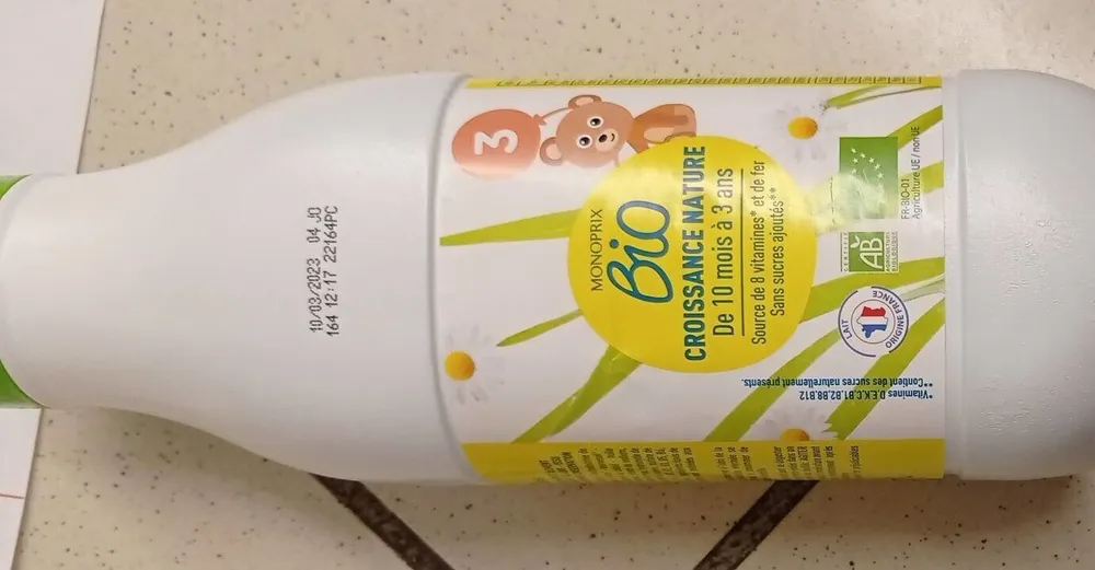 Lait croissance monoprix bio