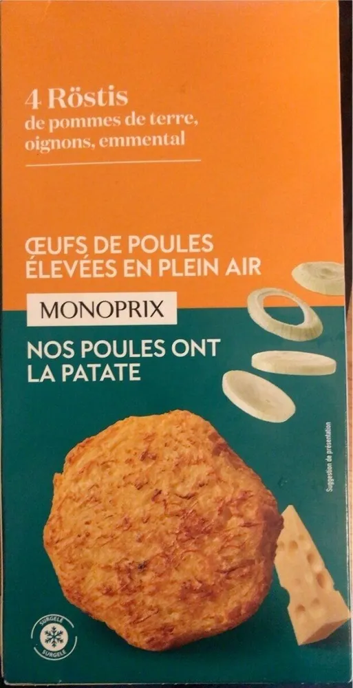 Rostis de pommes de terre, oignons, emmental