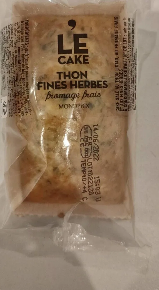 Le cake thon fines herbes fromage frais