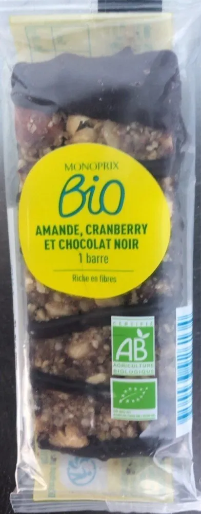 Barre Amande cranberry et chocolat noir