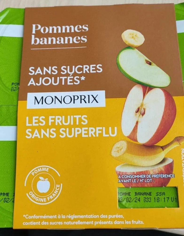 Purée de fruits pommes bananes