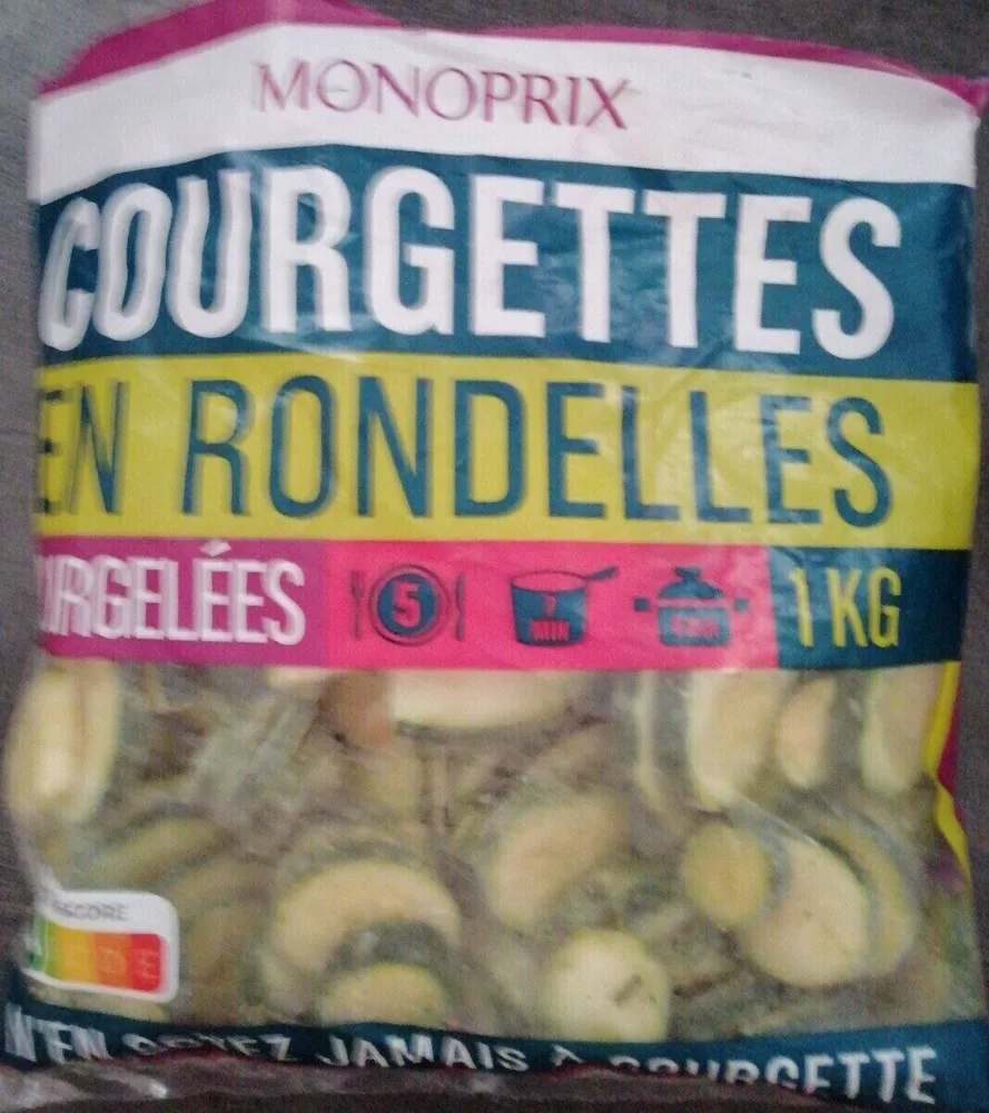 Courgettes en rondelles surgelées