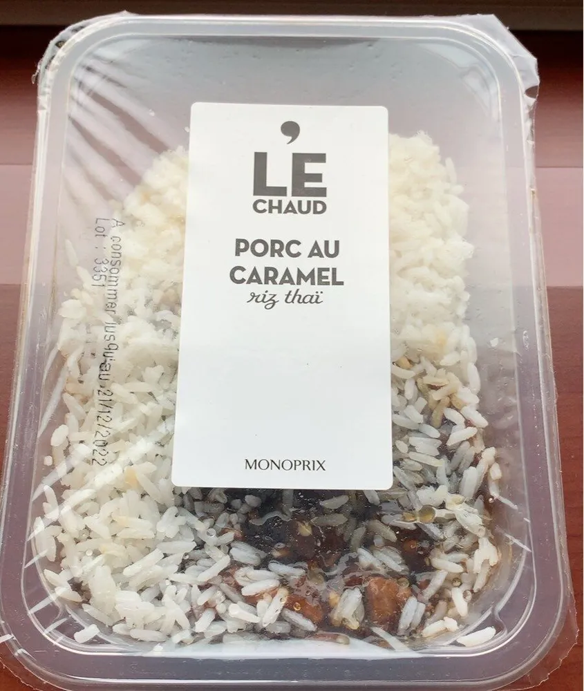 Porc au caramel riz thai