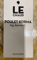 Poulet Korma riz basmati