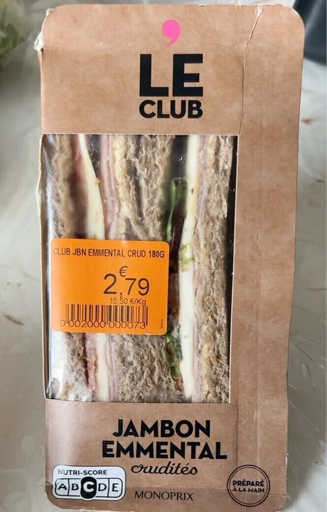 Le club Jambon Emmental crudités