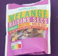 Melange raisins secs amande noisette noix de cajou