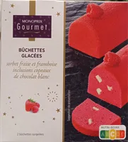 Bûchettes glacées sorbet fraise framboise